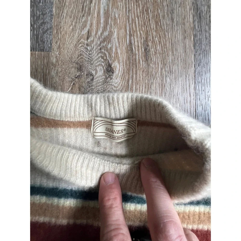 Shaner Striped‎ Wool Blend Sweater Womens One Size Multi Color Crop Knit